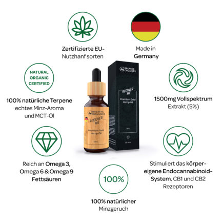 Premium Aroma CBD Öl 5% ohne THC „Recover Me“ XXL Version 30ml
